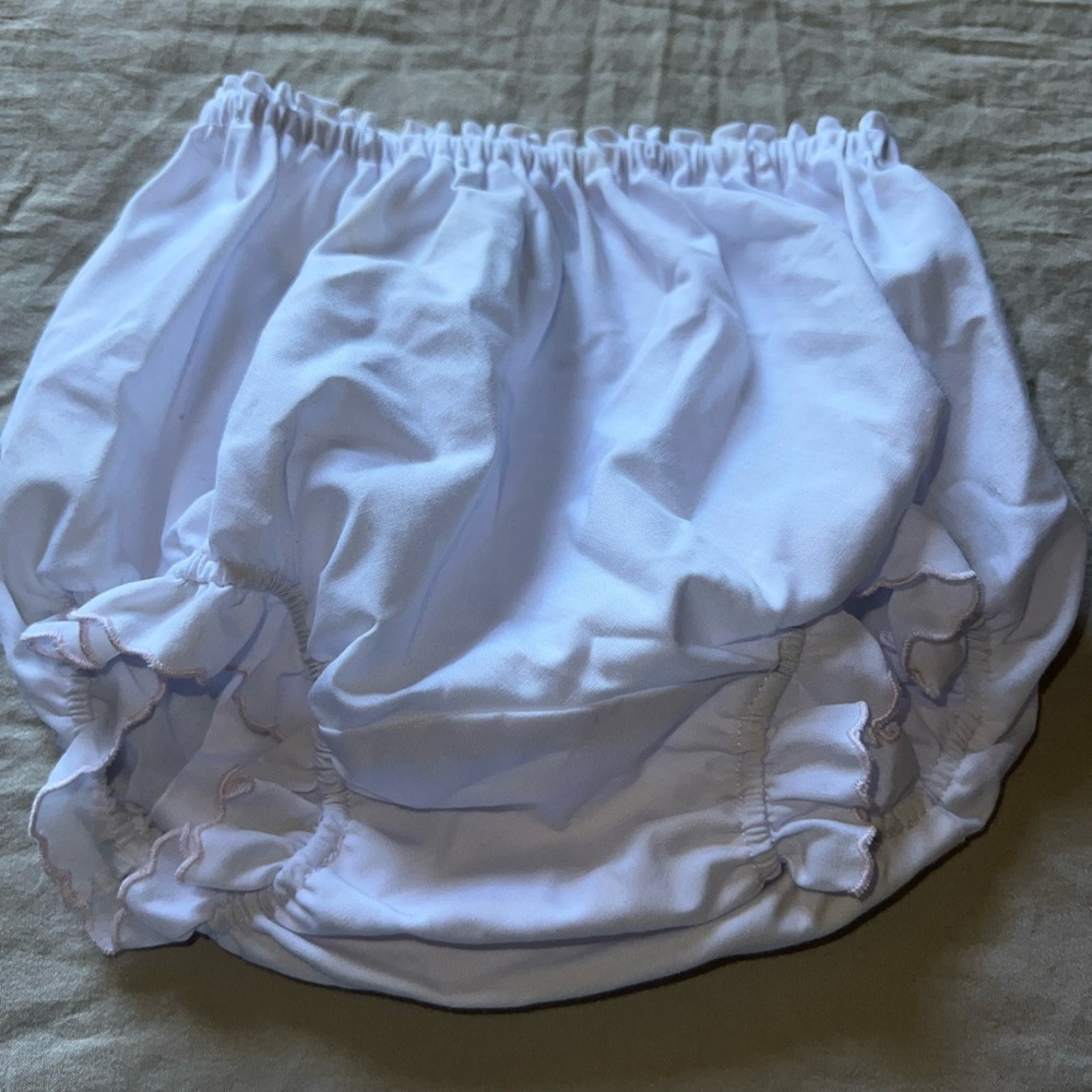 Auraluz White With Pink Trim Diaper Cover Bloomers Baby Girls Size 3M